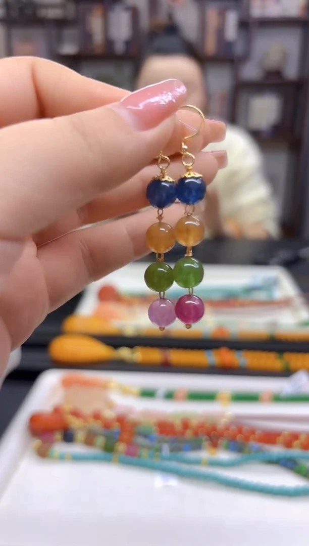 【闪购商品】碧玺耳饰14K金镶嵌耳坠E58