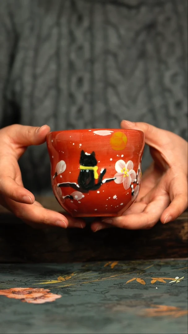 【闪购商品】杯杯釉下彩手工手绘同款陶器