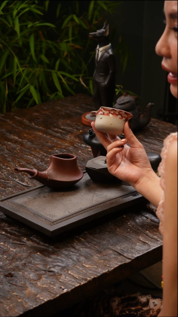 茶壶紫砂三川堂紫砂粉迷彩盔盔杯