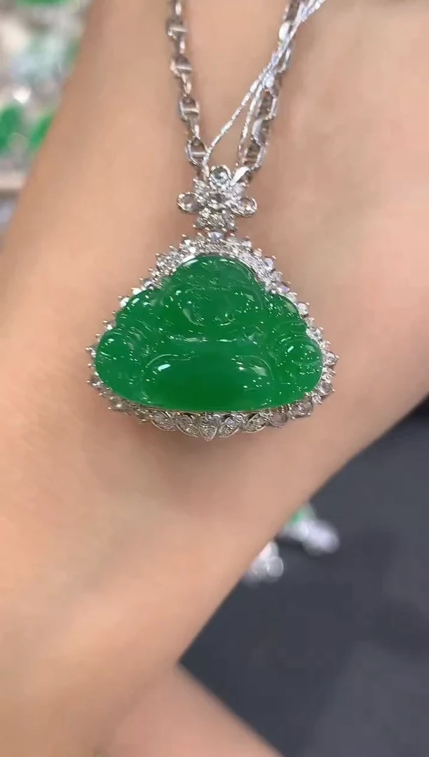 吊坠(不含链)18K金镶嵌翡翠a107