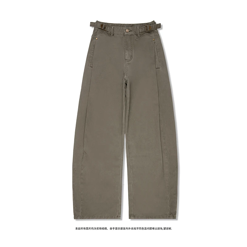 韩版复古高级感百搭纯色工装休闲裤女2025新款秋季百搭显瘦阔腿裤