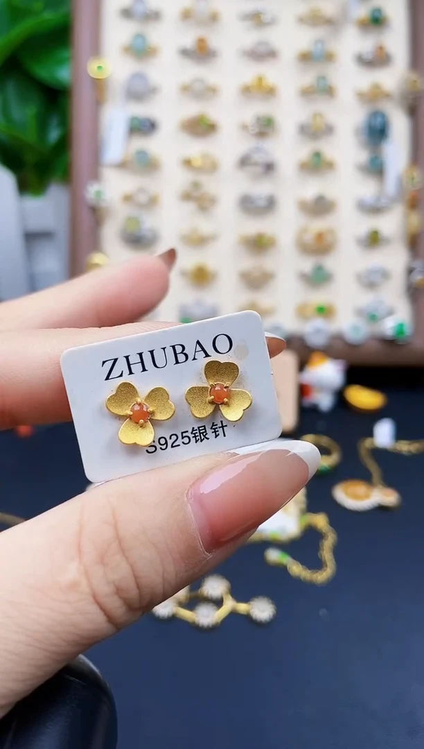 银S925镶嵌翡翠耳饰21