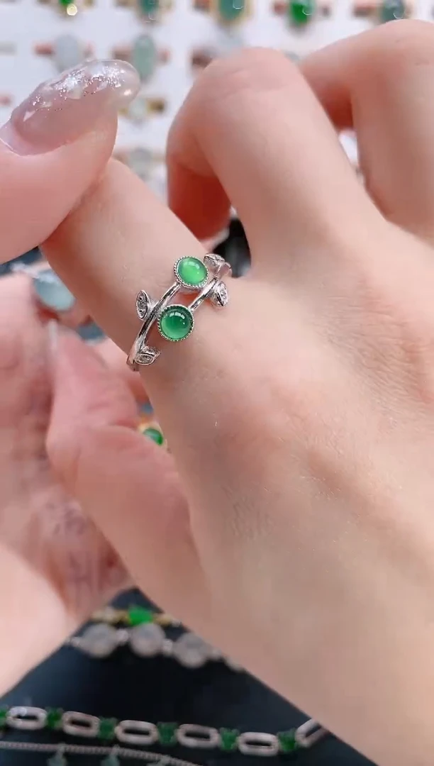 银S925镶嵌戒指翡翠天然翡翠