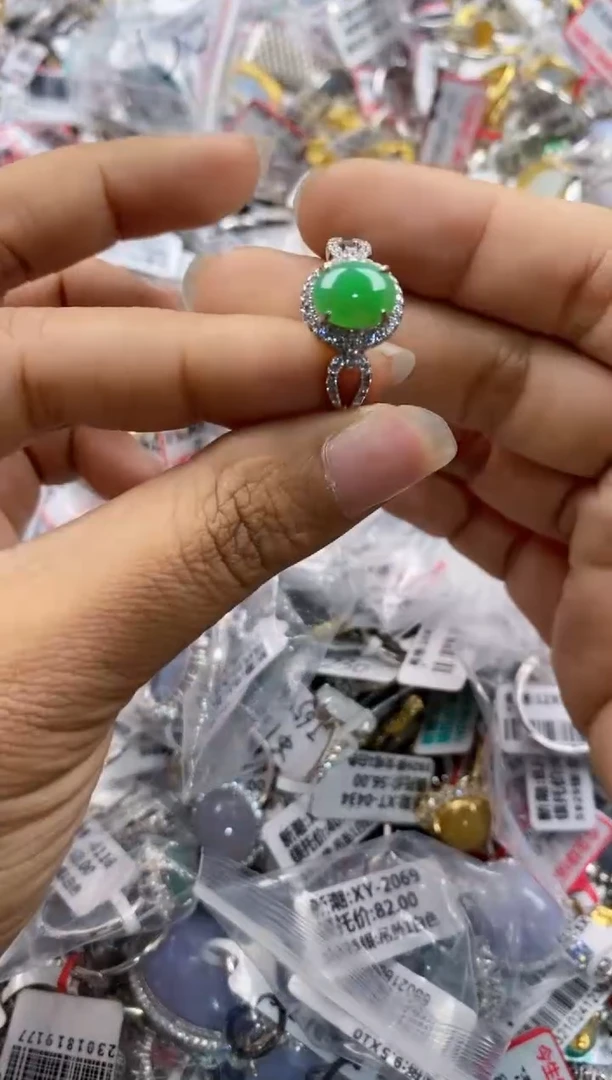 银S925镶嵌戒指翡翠999-----9