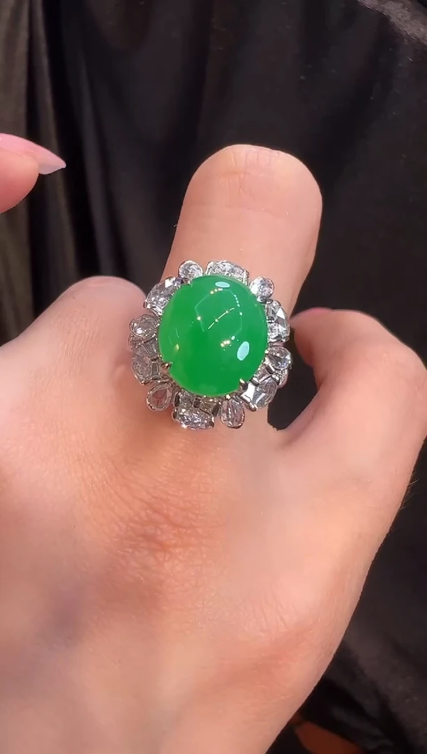 【闪购商品】翡翠戒指18K金镶嵌戒指