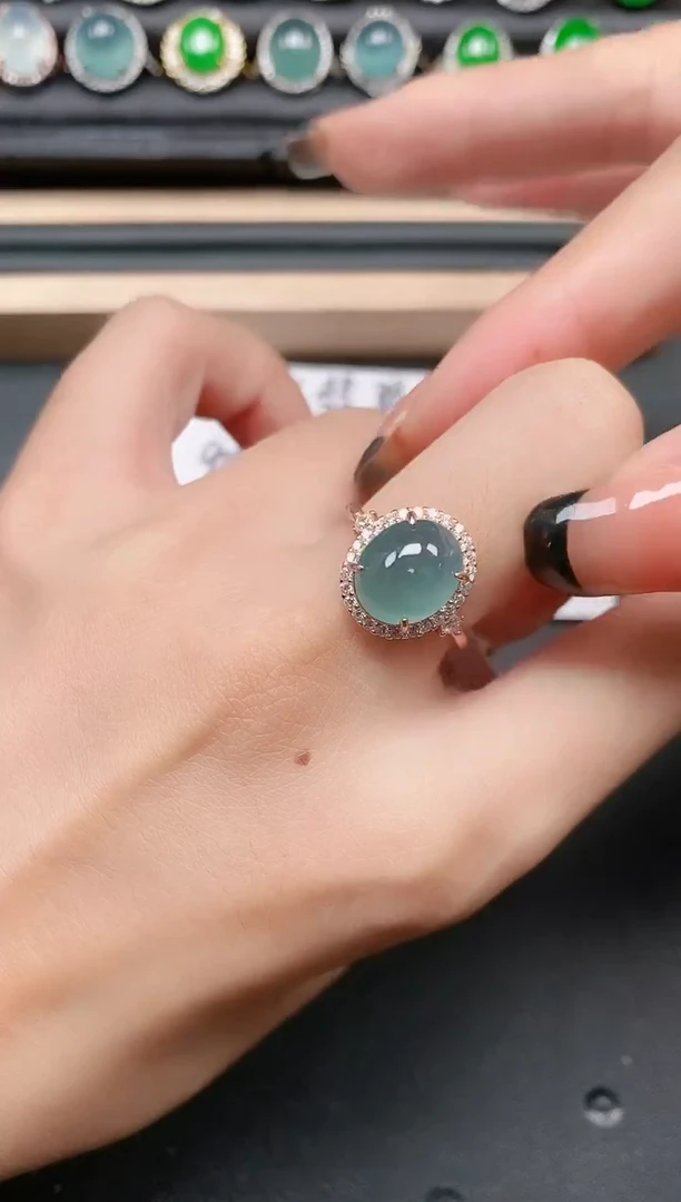 翡翠戒指银S925镶嵌111111