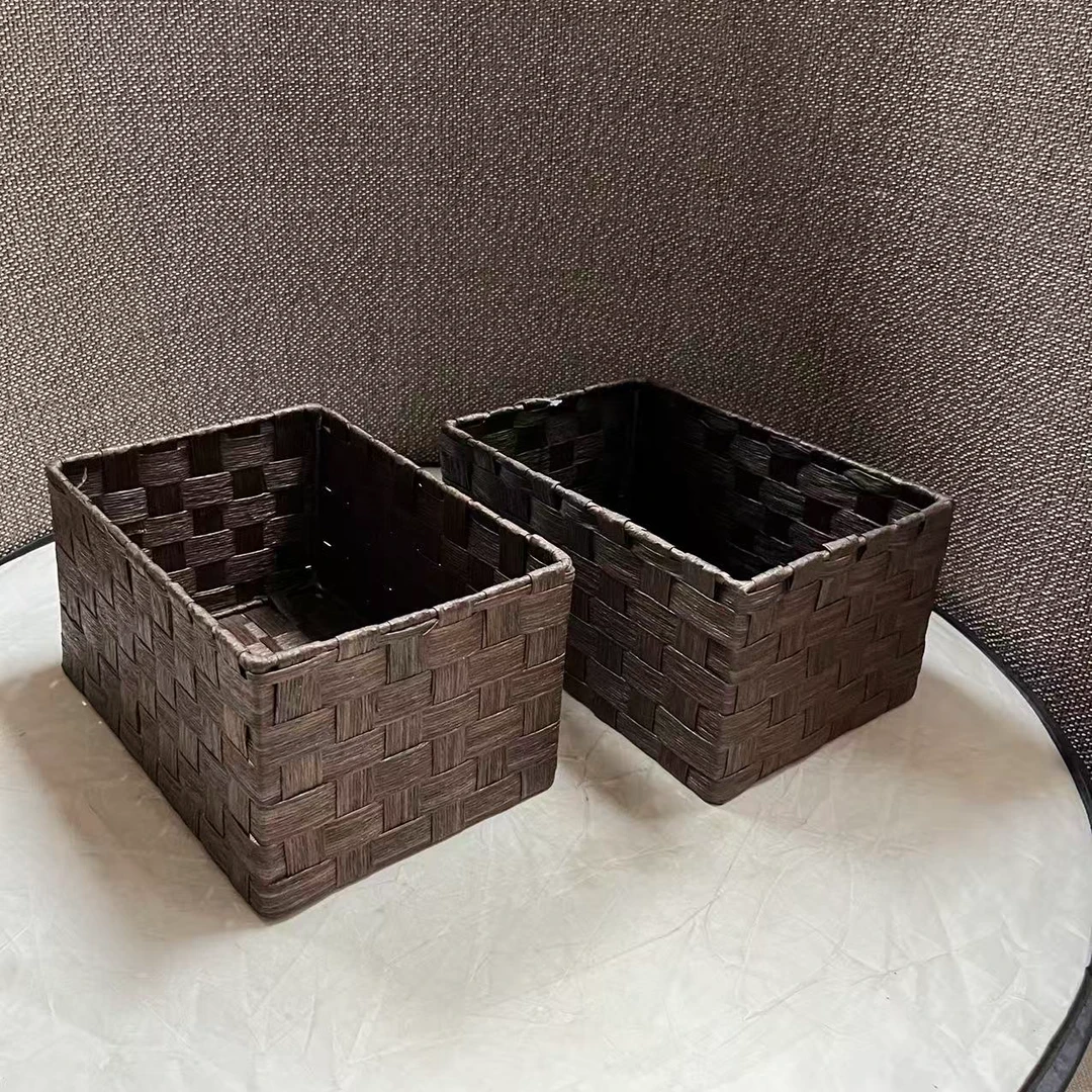 5387微瑕款 长27宽18高14cm 家用编织收纳筐客厅桌面简约储物篮子