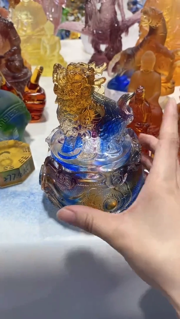手工艺品琉璃295 麒麟聚宝盆   微瑕介意勿拍 不退不换