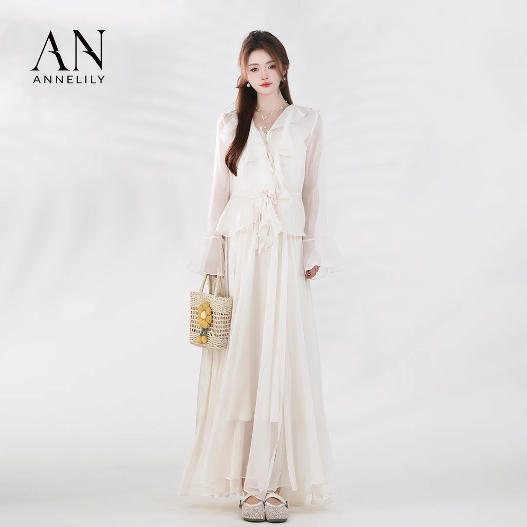 ANNELILY安一凡【素月-凡】时尚气质百搭重工连衣裙套装AT2503146