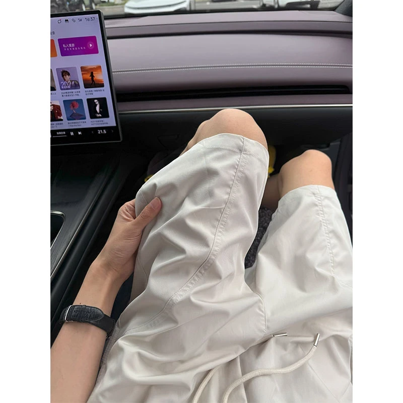 高质量美式斜切休闲短裤男款夏季新款爆款宽松速干冰丝运动五分裤