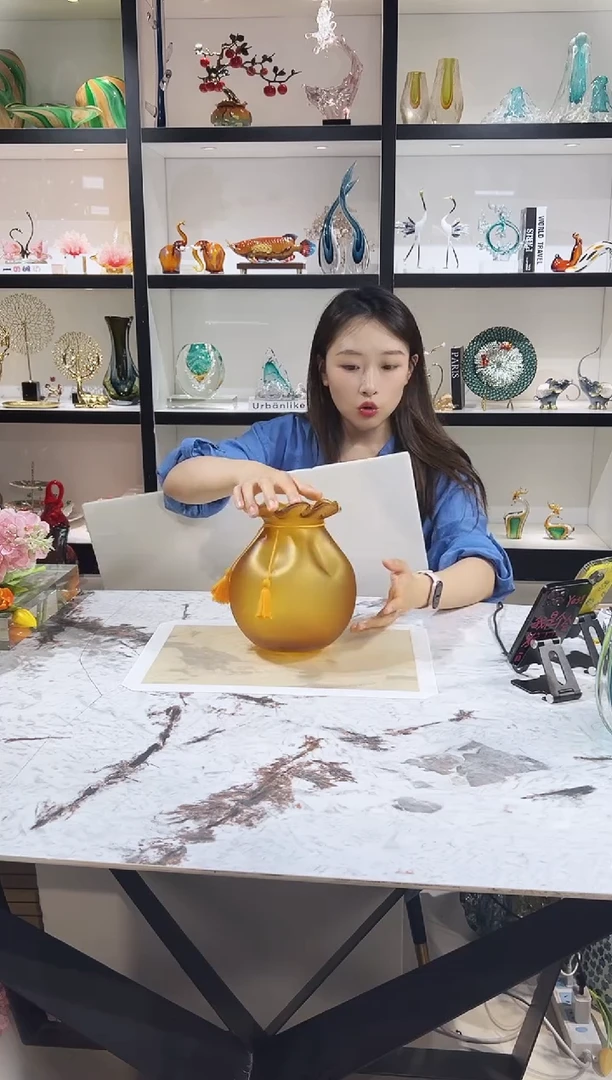 琉璃琥珀金钱袋花瓶