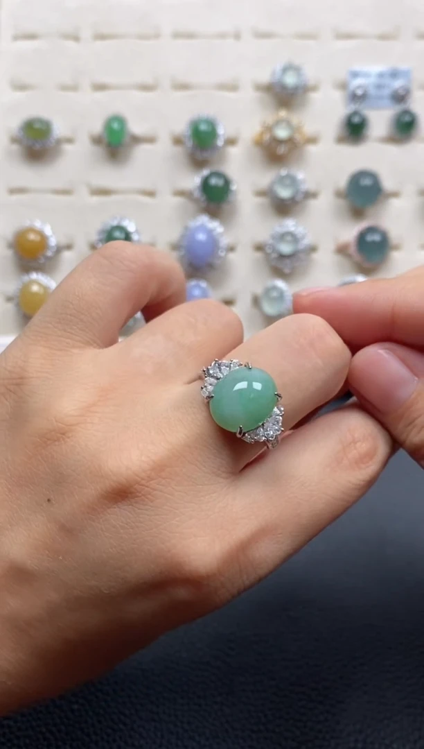 翡翠戒指银S925镶嵌11111