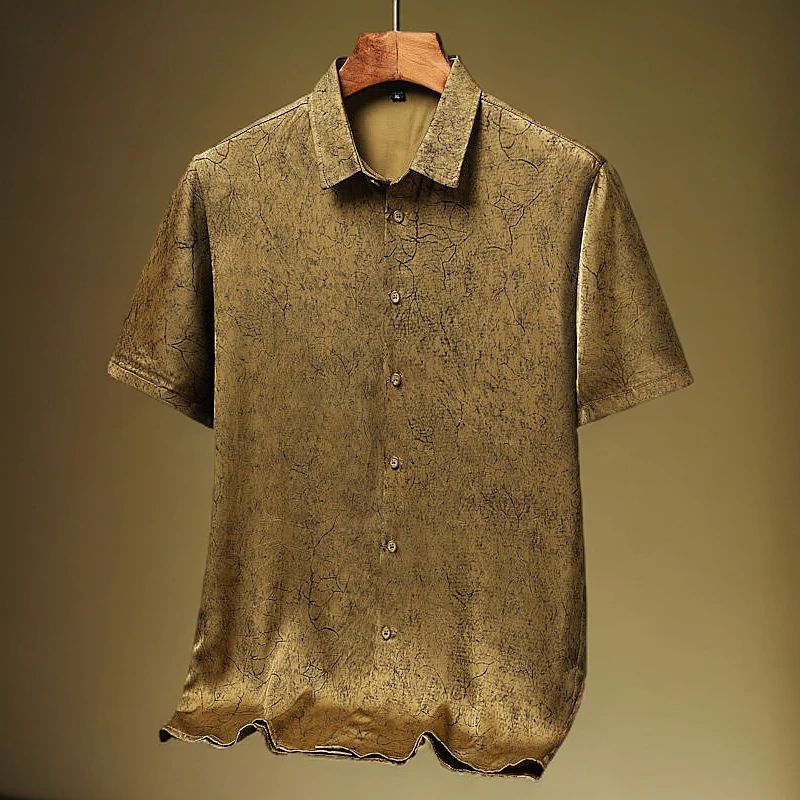 夏季衬衫男短袖套装衬衣复古休闲薄款宽松中老年男装毛衣男款内搭