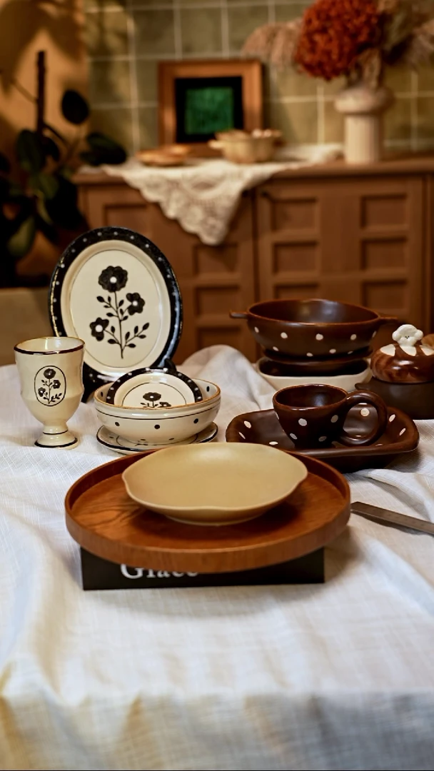 瓷6寸玫瑰素陶盘