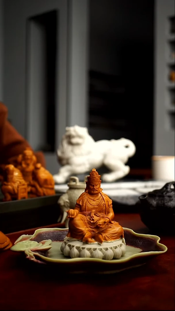 天然原石精品手工雕刻黄财神