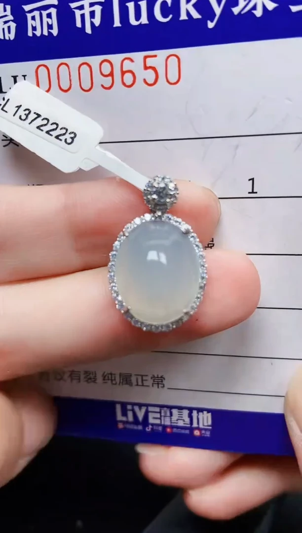 翡翠银S925镶嵌颈饰9650