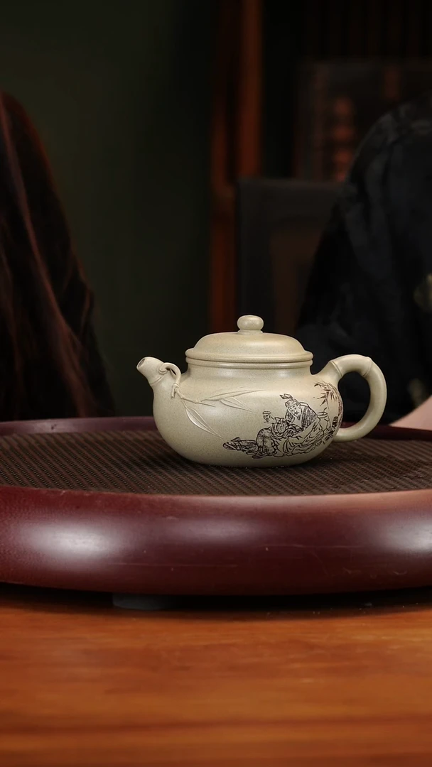 茶壶紫砂74SDH竹节仿古 白泥270cc