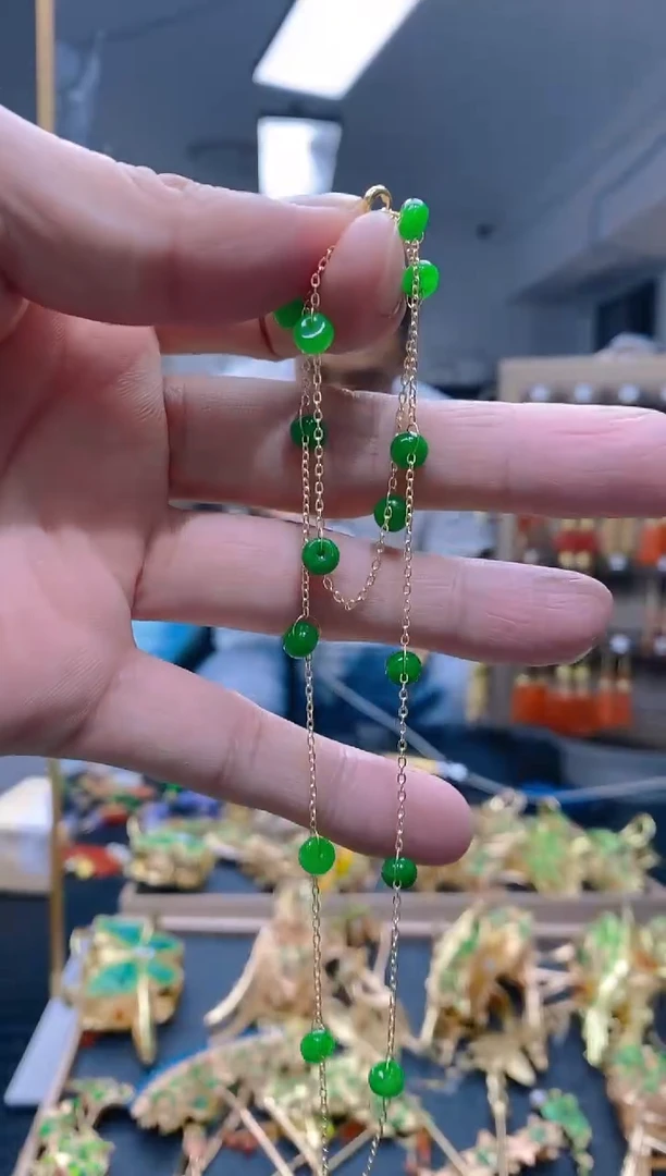 【闪购商品】翡翠耳饰合金065翡翠锁骨链