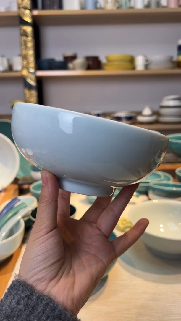 【闪购商品】盘白山　５寸浅めん丼（青白釉）