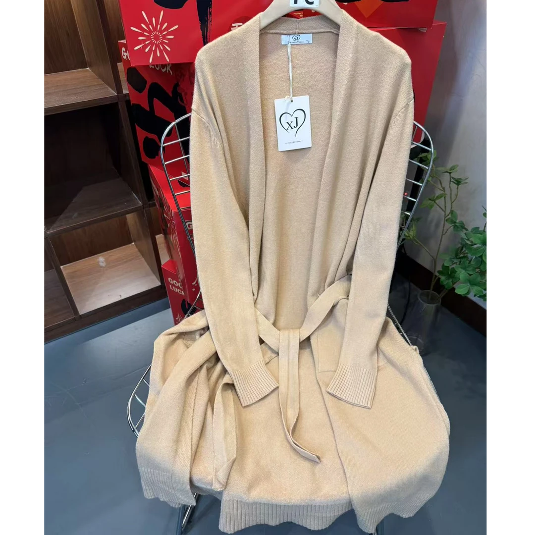 【乔恩清仓】 春秋薄款长款针织开衫外套A0546