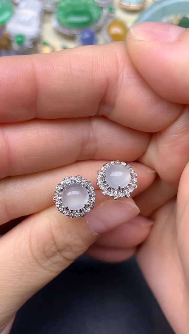 18K金镶嵌翡翠耳饰167-七夕珠宝季