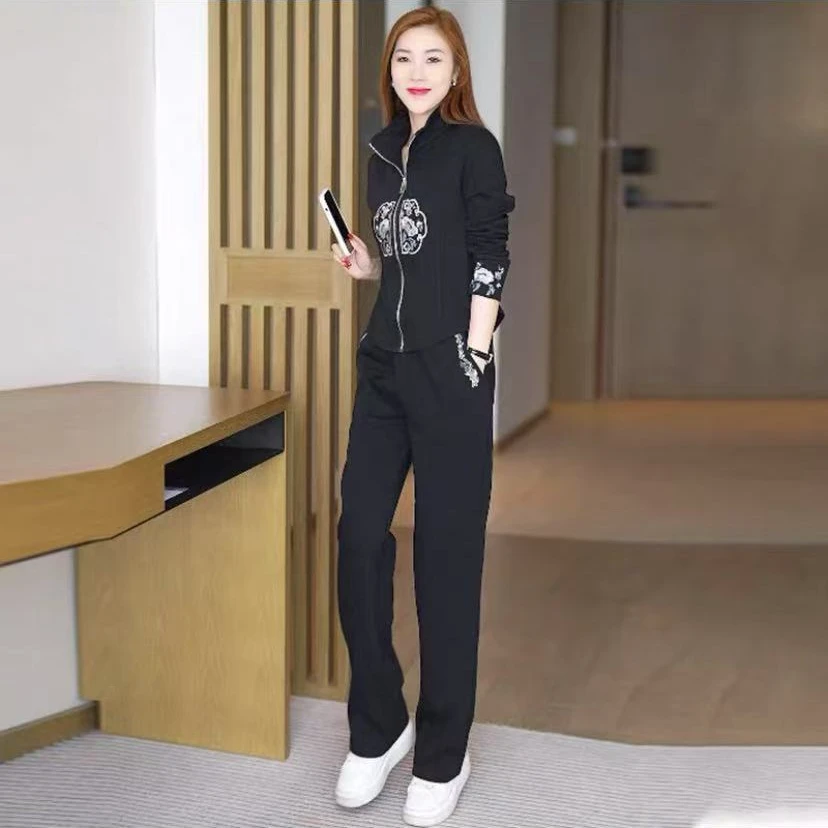 国风春秋新款时尚休闲运动修身显瘦百搭两件套装2501#