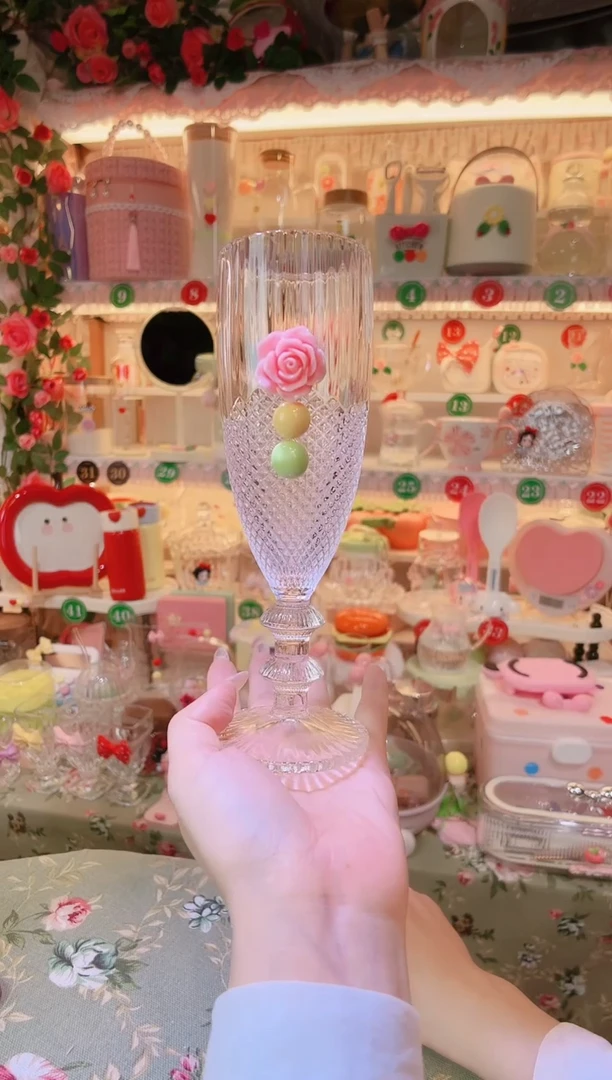 摆件品质好发货快放心拍！玫瑰红酒杯
