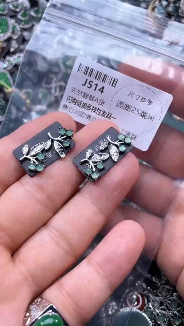 【闪购商品】翡翠颈饰未镶嵌J514耳钉 多样性发其一