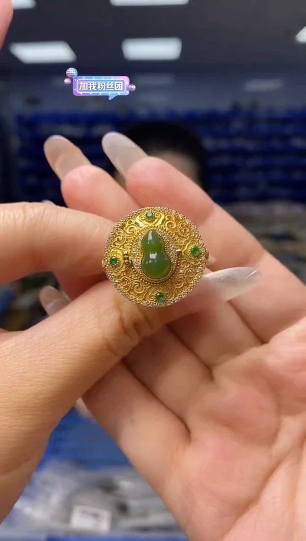 和田玉戒指银S925镶嵌JZ2303