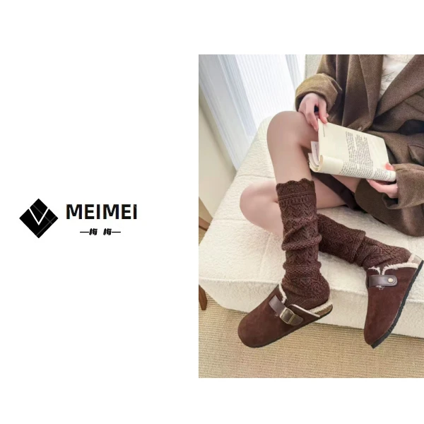 XMM.【镂空针织勾花堆堆袜】时尚百搭潮流显瘦纯色针织小腿袜小香风