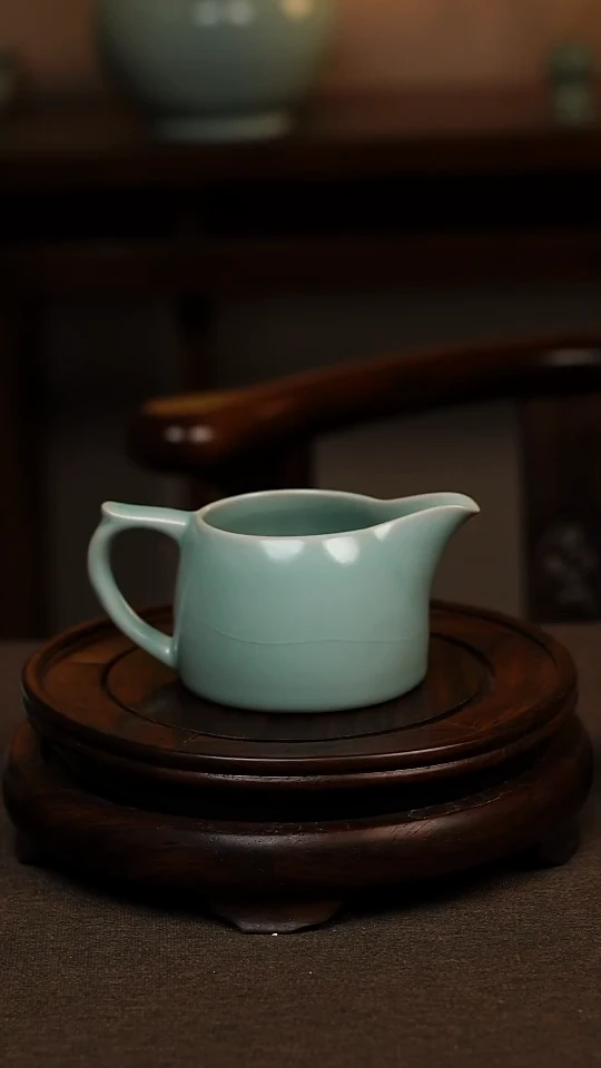 瓷片仿古天青井栏公道180ml 微瑕 不带礼盒