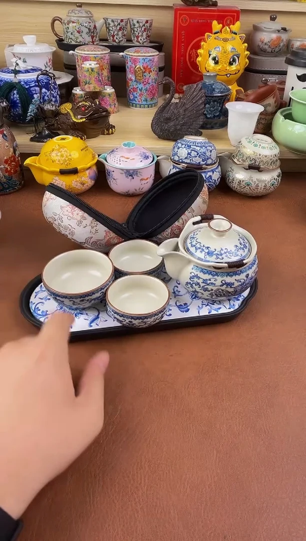 陶瓷茶具摆件旅行套组