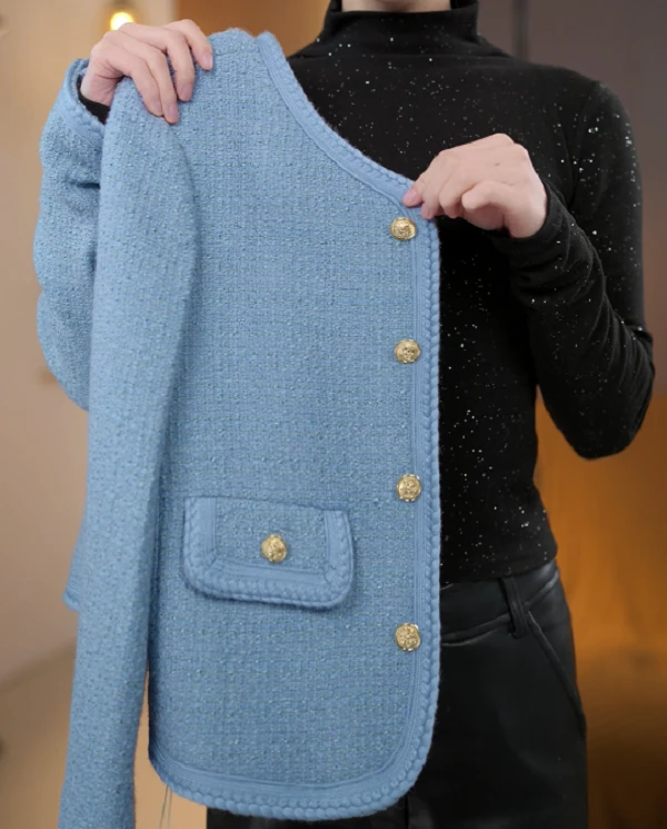 【MR】春季新款气质时尚手工编织小香风显摆气质外套