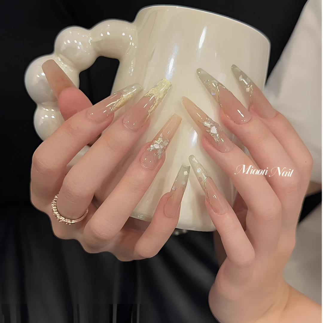 【珠光蝶语】【9个甲型定制】猫哥 蝴蝶彩贝猫眼碎片纯手工穿戴甲