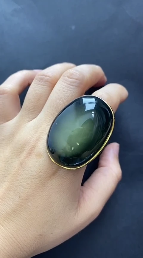 【闪购商品】银S925镶嵌琥珀裸石琥珀戒指