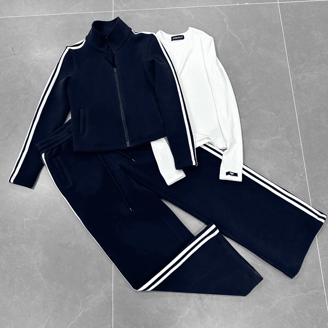 秋冬运动风一整套女装拉链立领卫衣外套加绒阔腿裤加厚保暖两件套