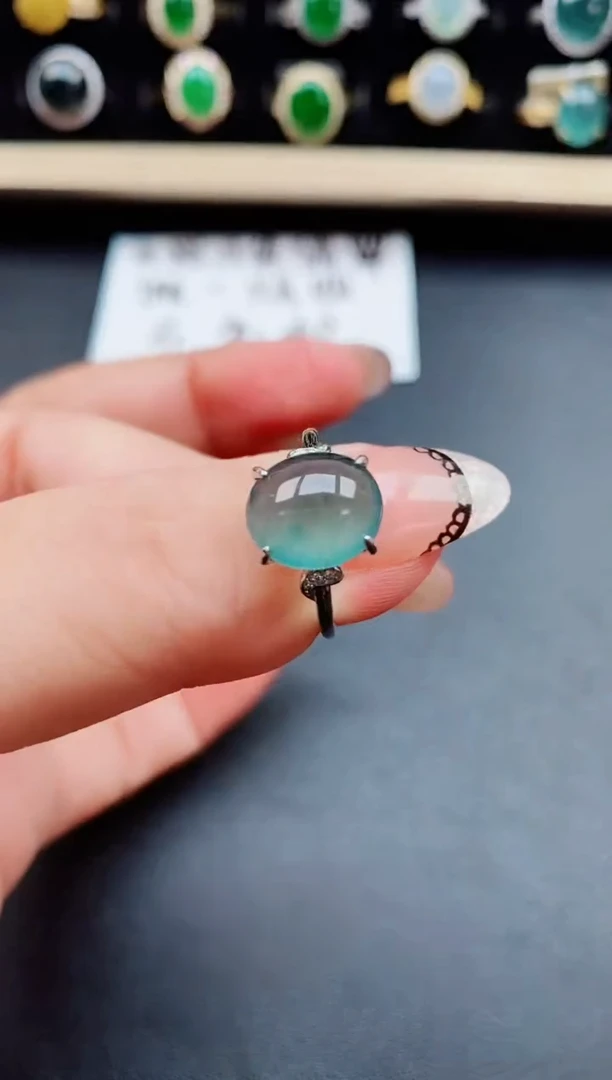 翡翠戒指银S925镶嵌5850