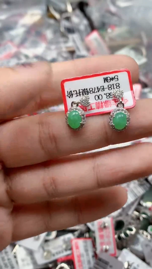 银S925镶嵌戒指翡翠天然A货缅甸翡翠