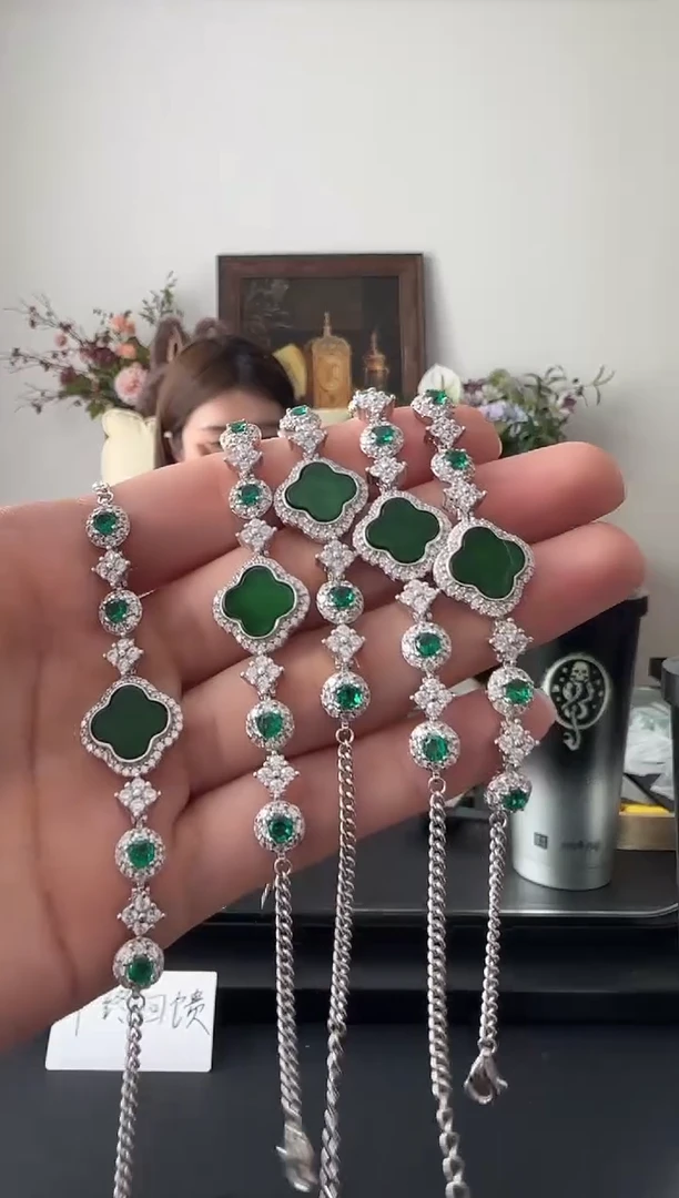 【闪购商品】翡翠手链银S925镶嵌没有鉴赏期多样性发其一