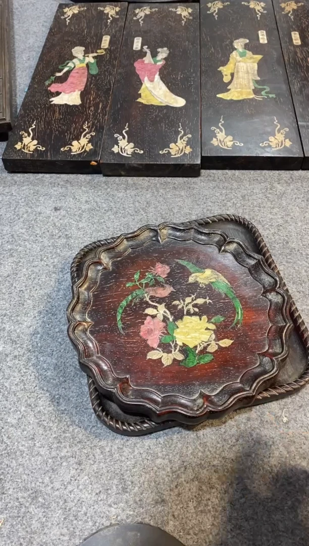 香榧木紫檀拆件雕刻板以直播间实物为准微瑕老物件