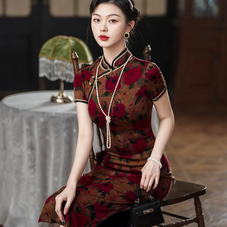 《胭脂》老上海风格修身新款气质中国风女装民国复古改良优雅旗袍