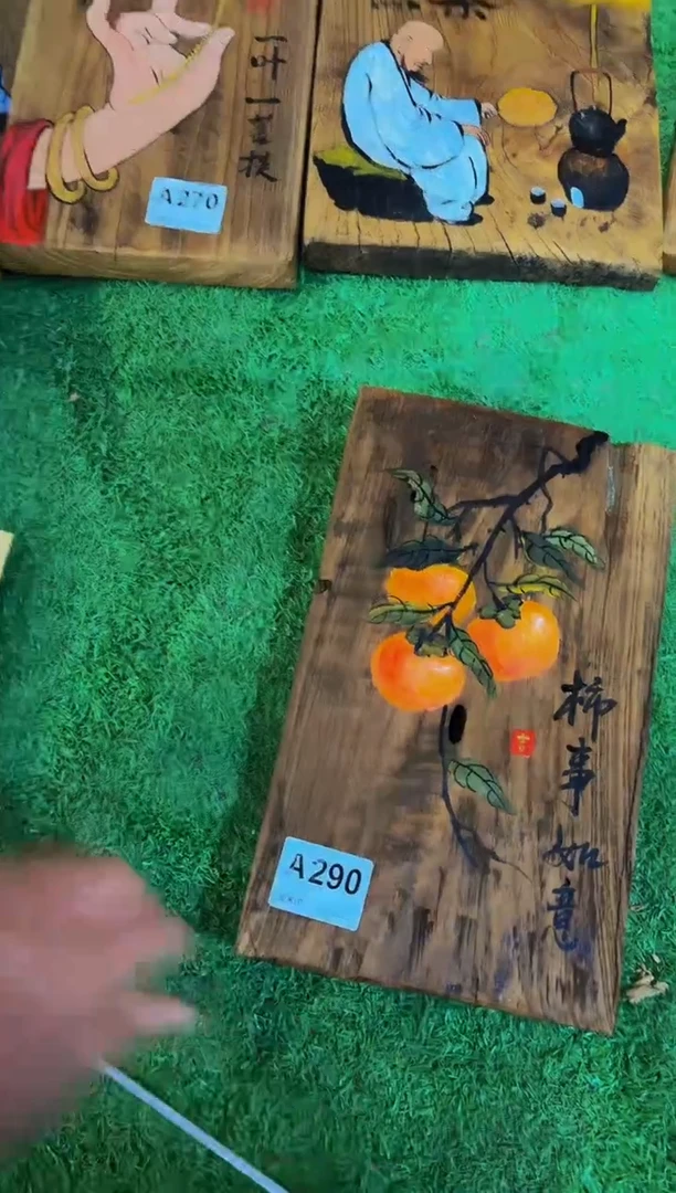 风化老门板丙烯画