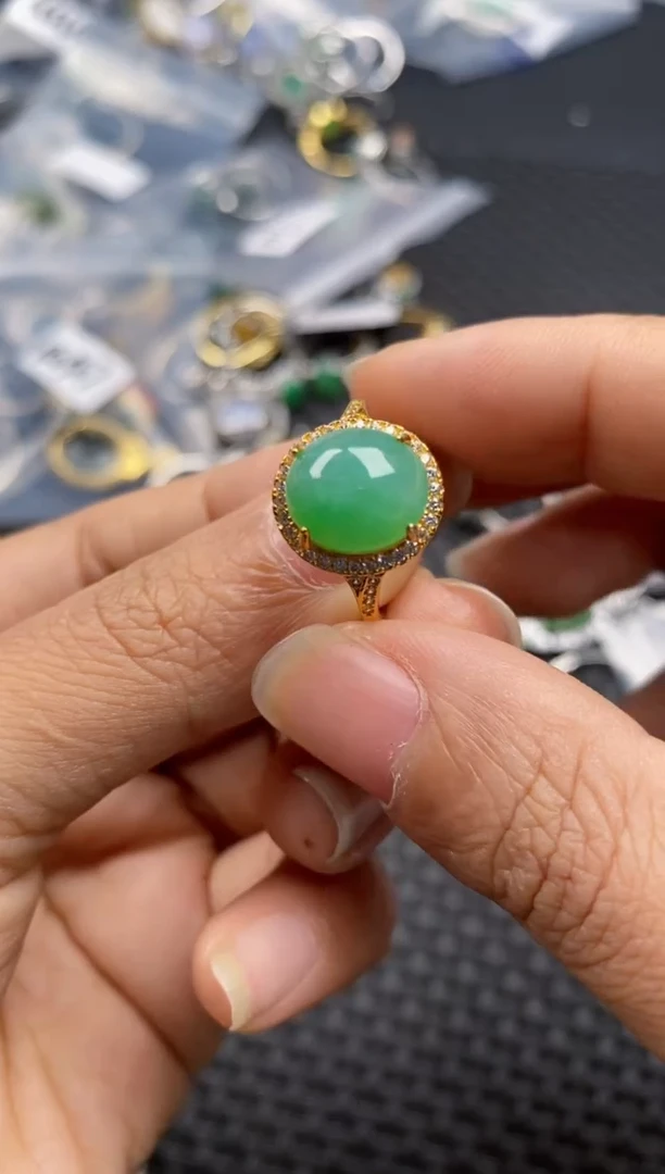 银S925镶嵌戒指翡翠13-9