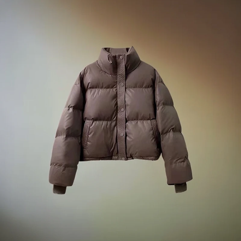 冬季新款女百搭短款保暖PU皮棉服秋冬时尚加厚女款外套立领休闲