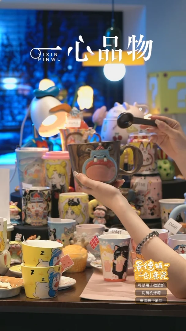 摆件D056 景德镇手工手绘杯子摆件