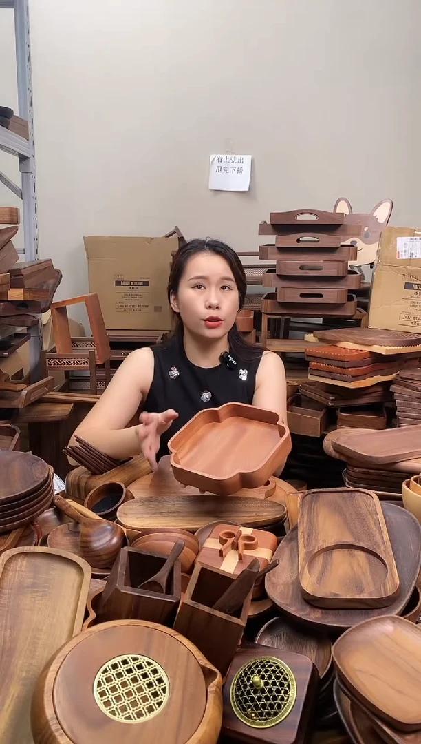 木  乌檀木海棠花正方砵