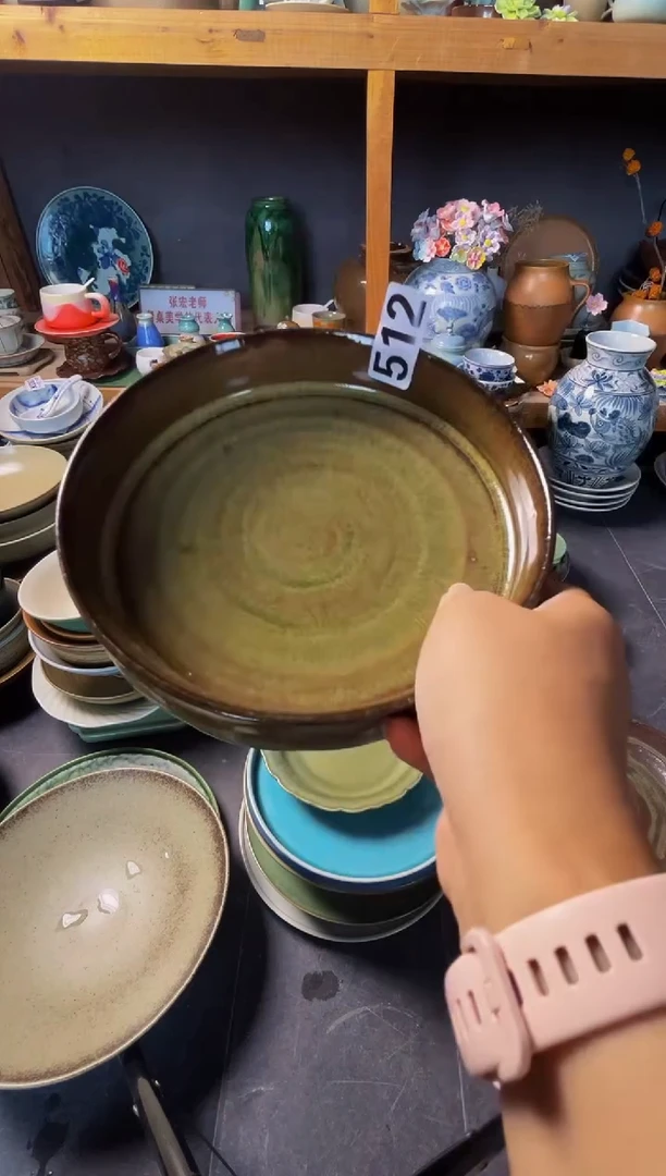 瓷片c****?512绿色立边壶承陶泥