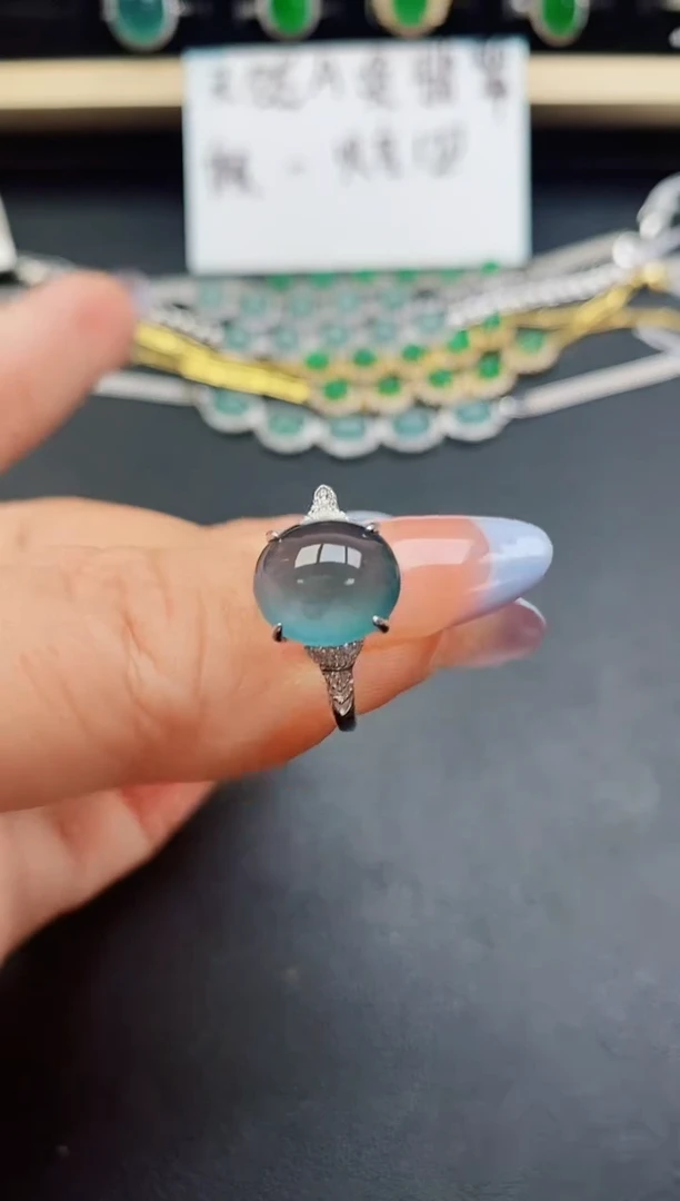 翡翠戒指银S925镶嵌1231321