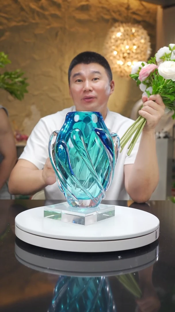 琉璃手工艺品福利天空蓝花瓶