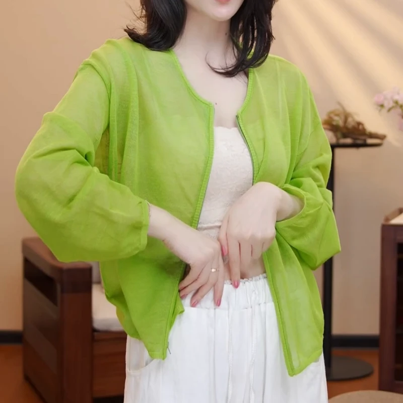 2025夏季韩版新款简约百搭拉链防晒开衫外套LK2503601